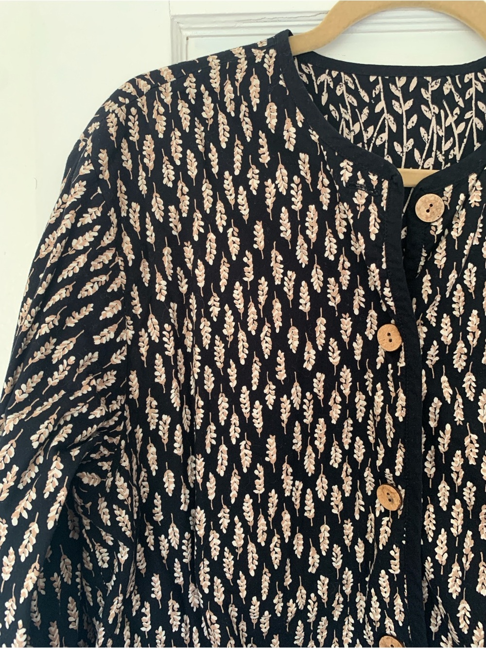 Handmade Reversible Jacket with Rustic Wooden Buttons
